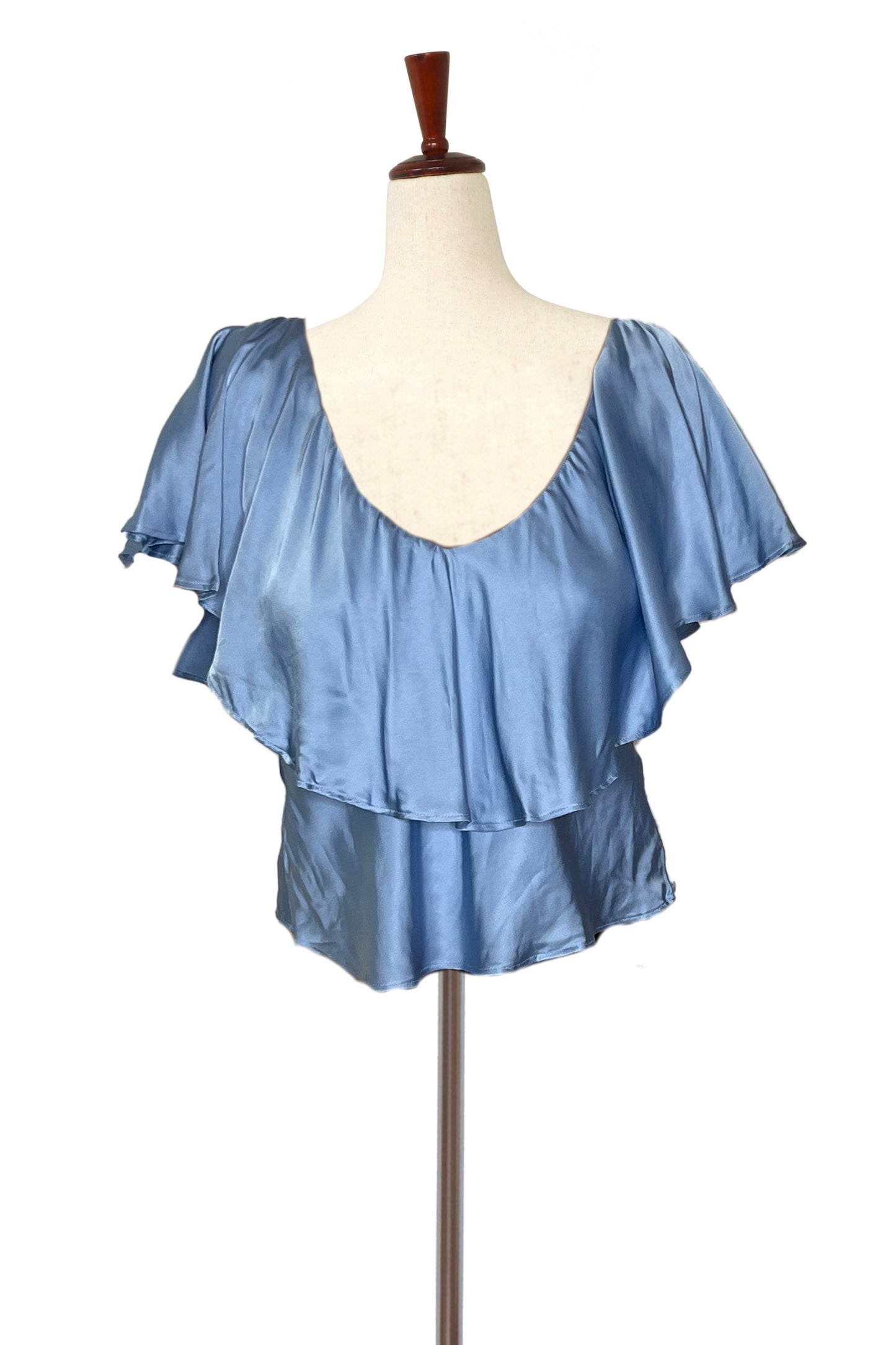 BACKSTAGE - Baby Blue Silk Top - Size S