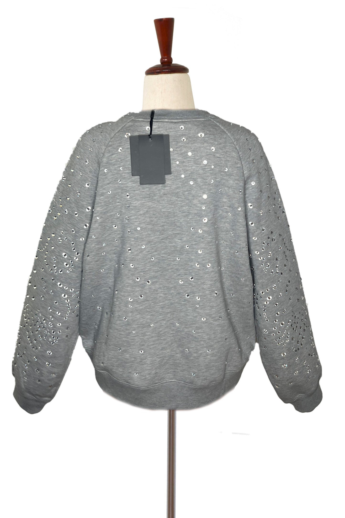 CYNTHIA ROWLEY - Grey Crystal Embellished Sweatshirt W/ TAGS - Size L