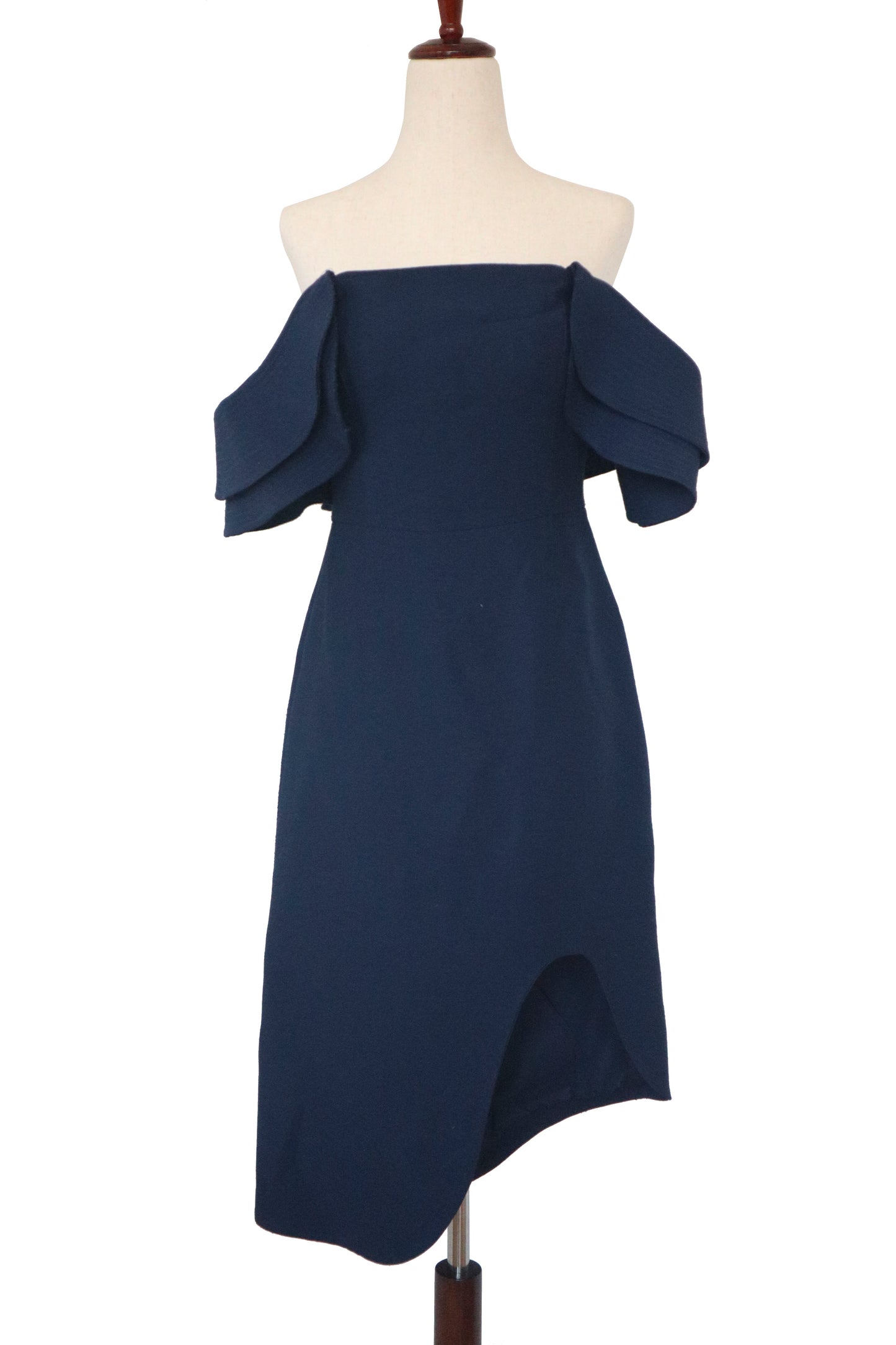 C/MEO COLLECTIVE - Navy Off The Shoulder Dress - Size M*