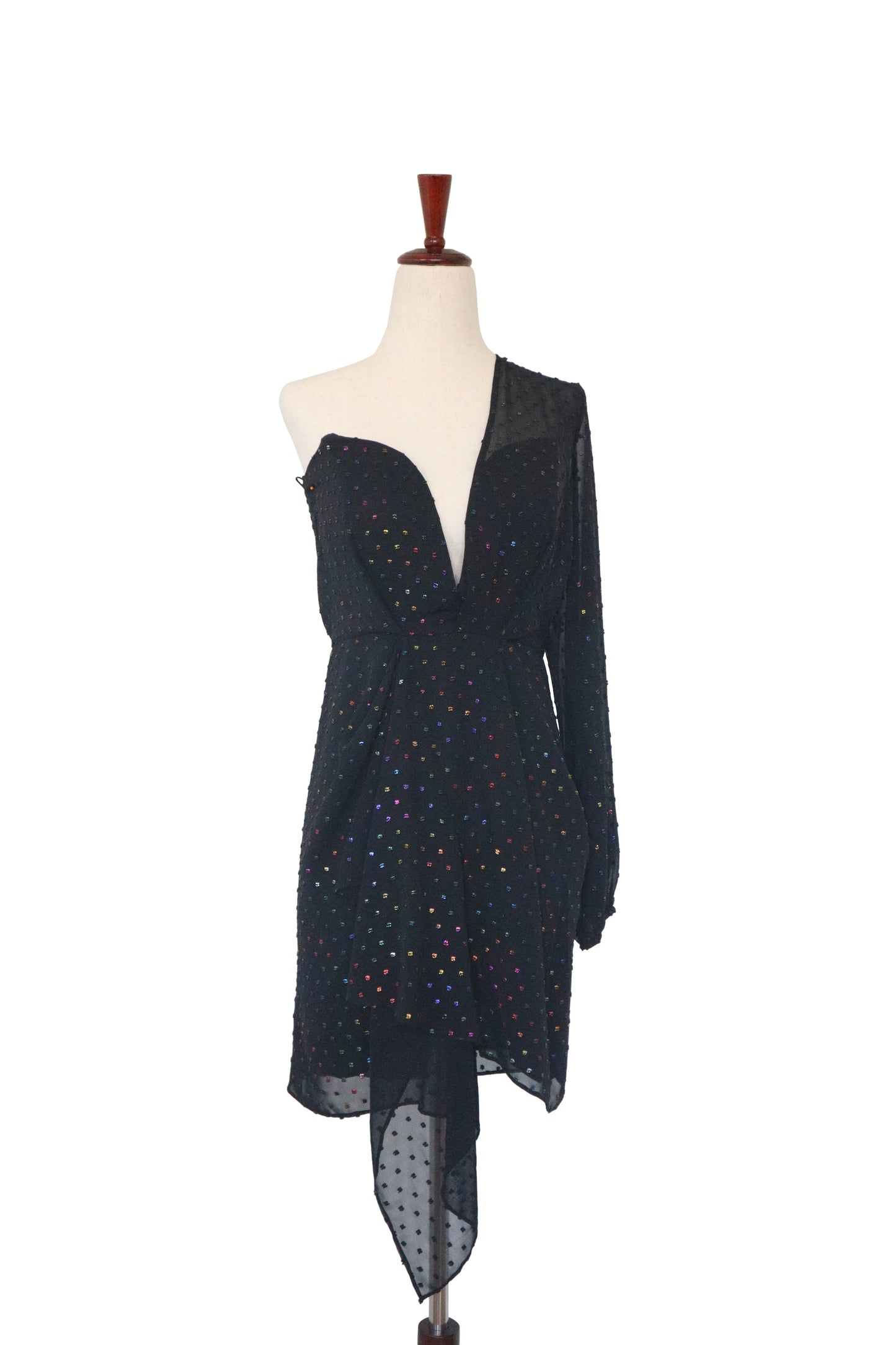 MICHELLE MASON - Black Mini Dress with Rainbow Sparkle W/ TAGS - US 2
