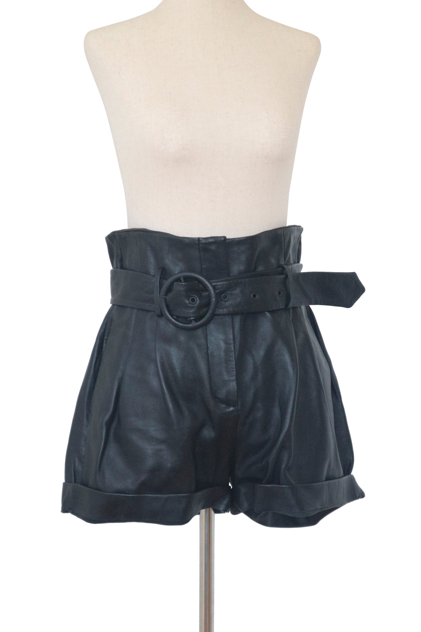 LES COYOTES DE PARIS - Leather High-Waisted Shorts - FR 40