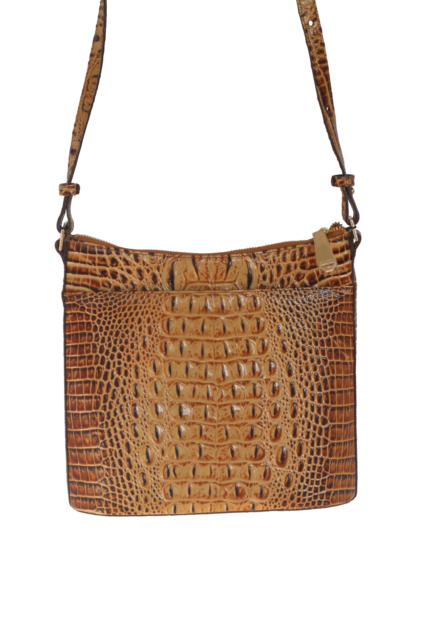 BRAHMIN - Brown Croc Crossbody Handbag