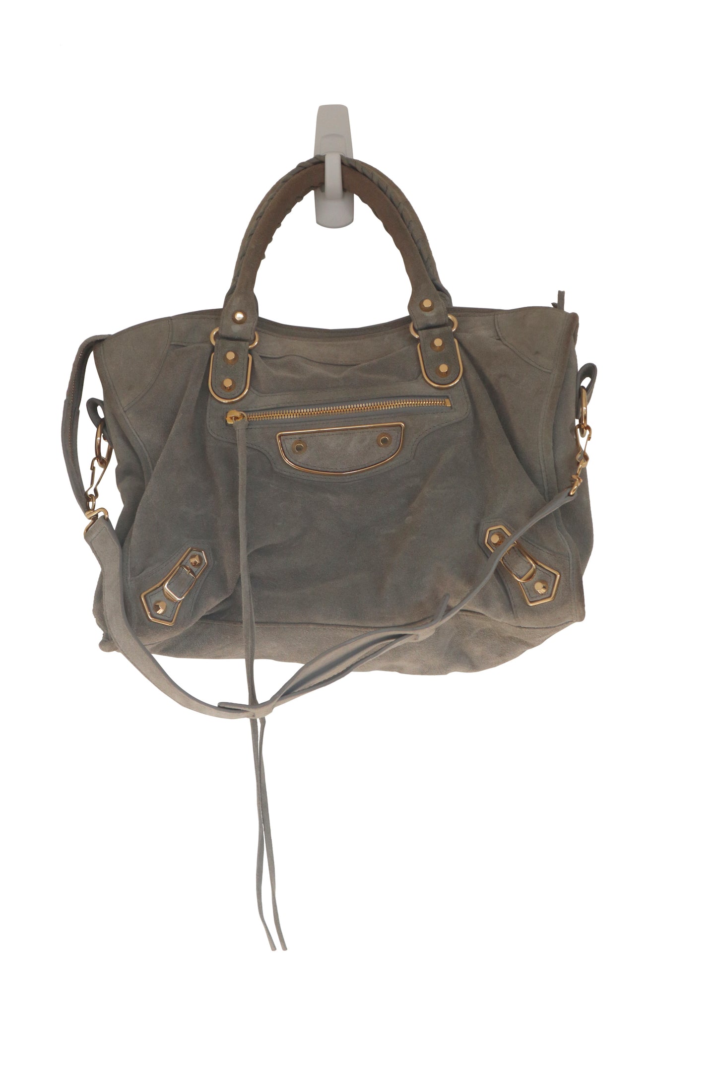 BALENCIAGA - Grey Suede Handbag