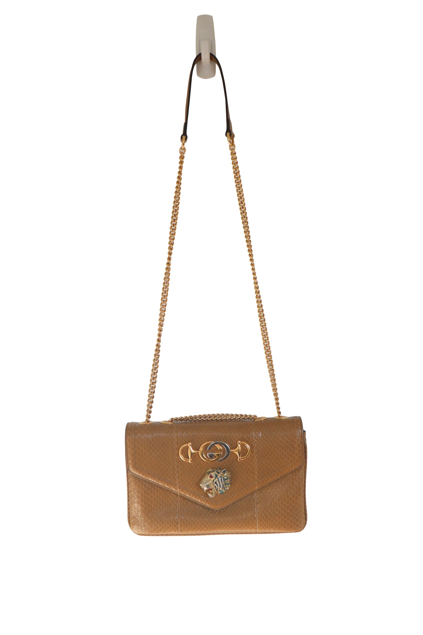 GUCCI - Rajah Python Shoulder Bag w/ Gold Chain