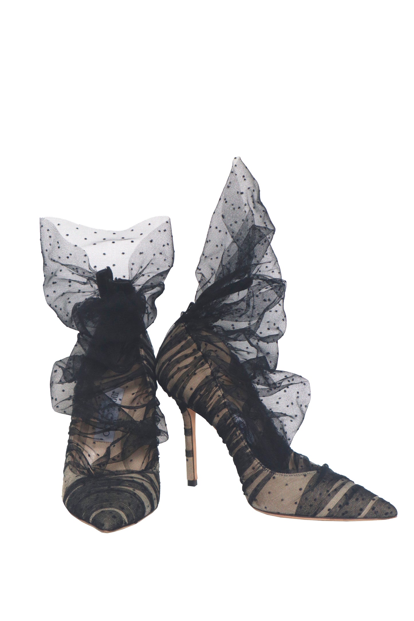 JIMMY CHOO - Polka Dot Black Heels - Size 37.5