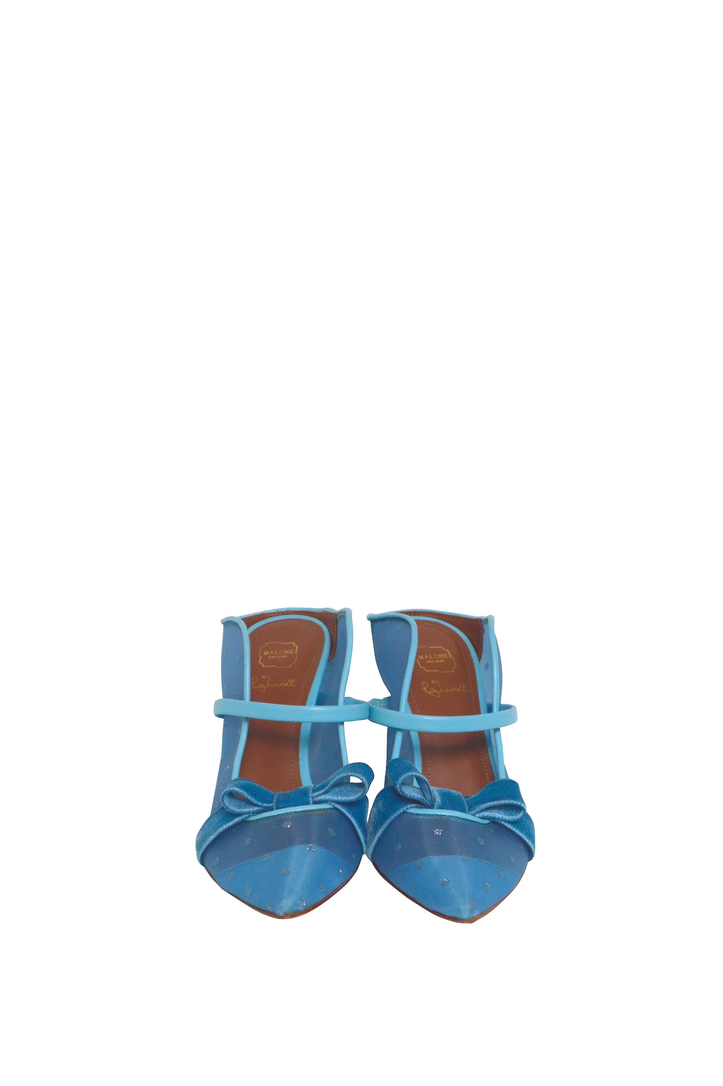 MALONE SOULIERS - Blue Bow Mule Heels - Size 37.5