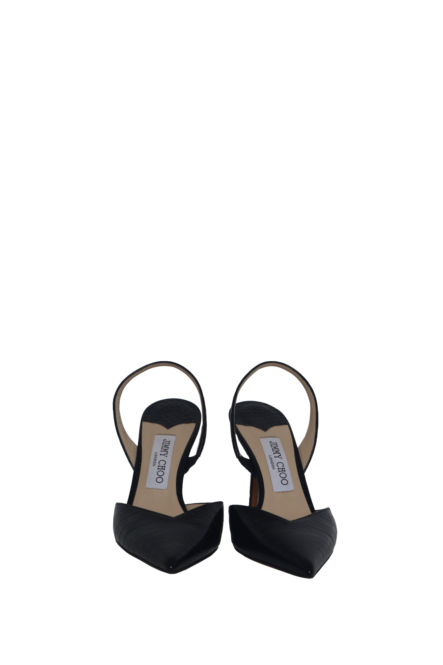 JIMMY CHOO - Black Croc Pointy Heels - Size 38