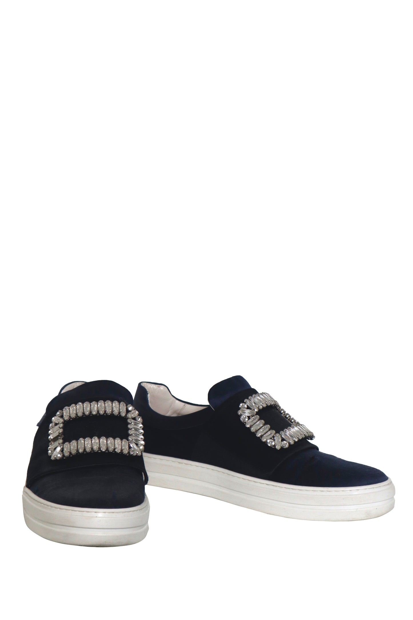 ROGER VIVIER - Navy Crystal Slip Ons - Size 38