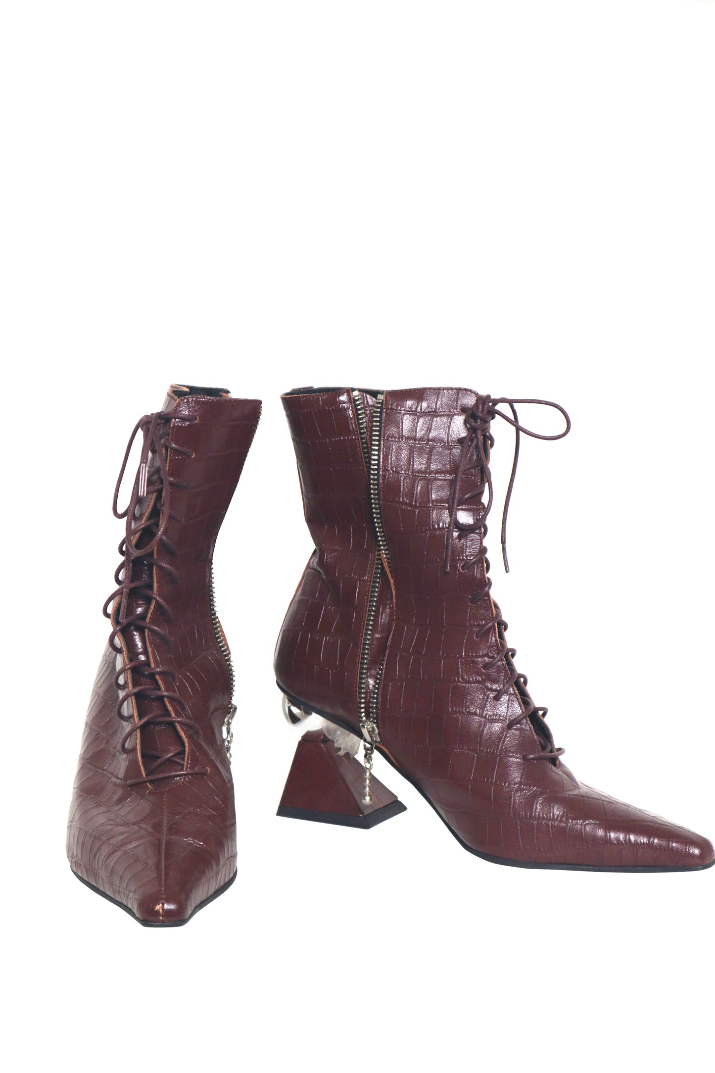 YUUL YIE - Bordeaux Brown Booties - Size 37.5