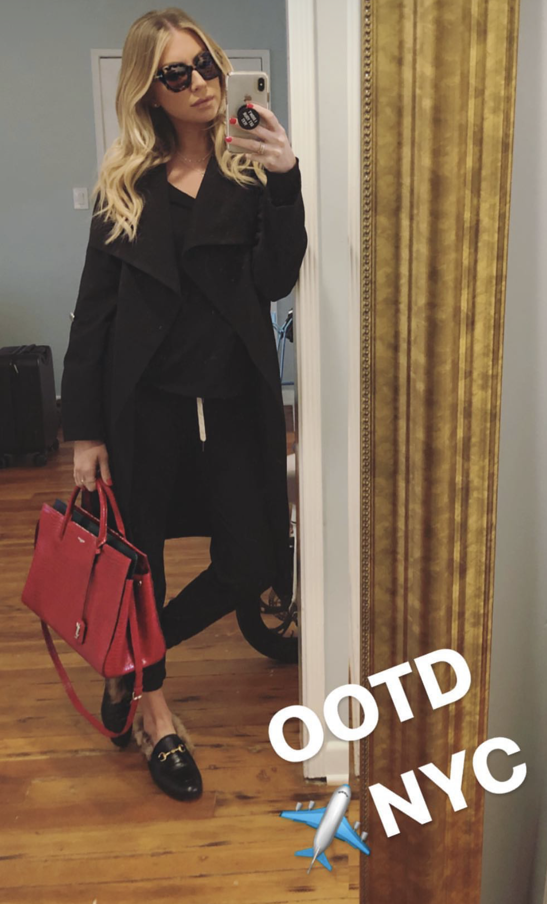 SAINT LAURENT - Red Croc Classic Sac de Jour Crossbody Bag