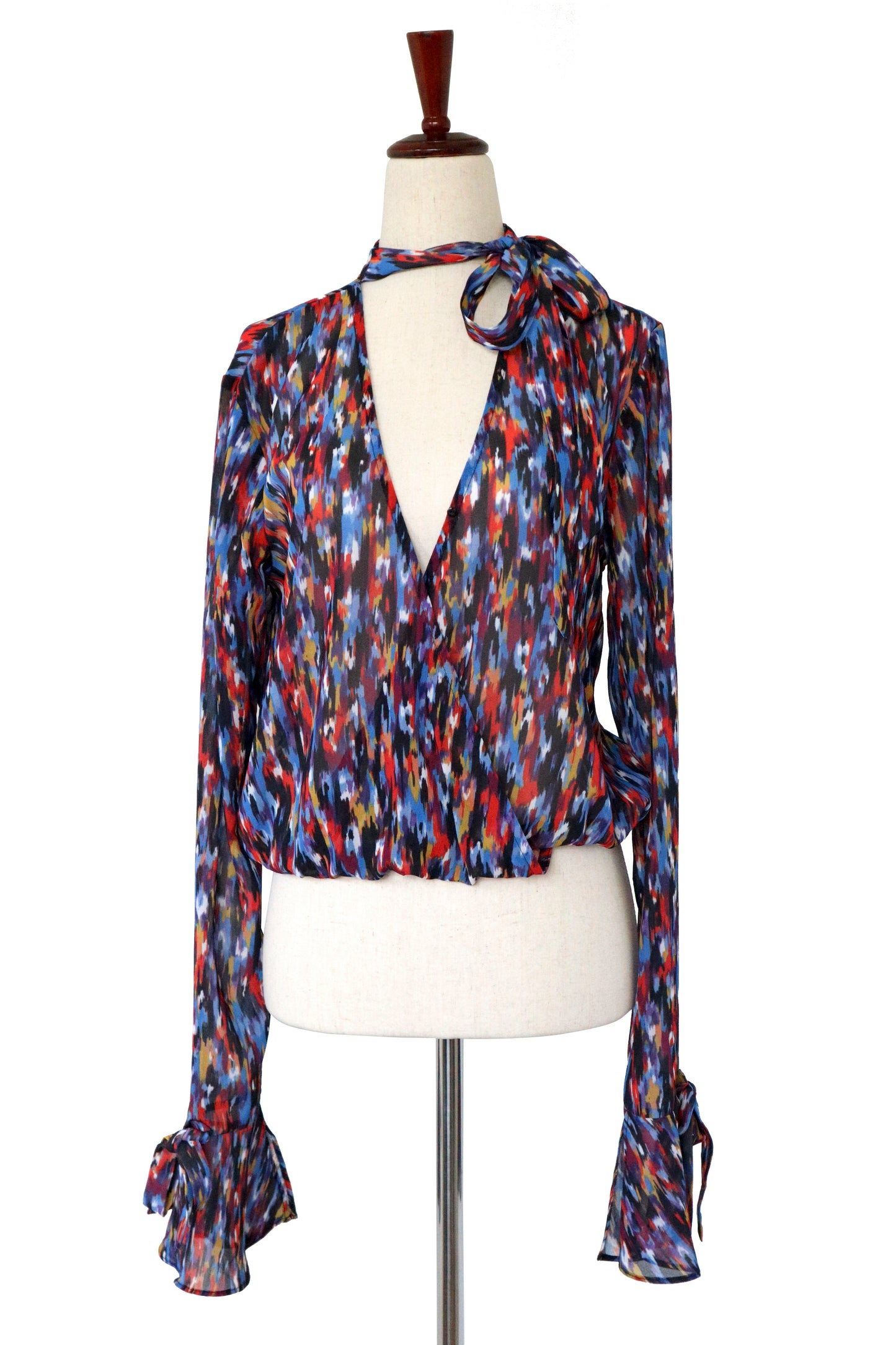 HOUSE OF HARLOW - Multi Color Sheer Long Sleeve Top - Size S