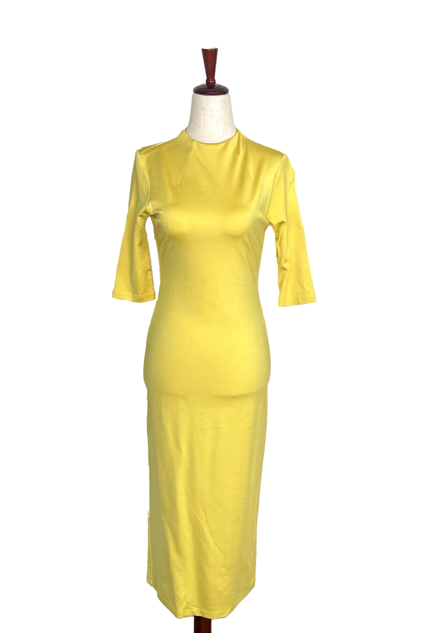 ALICE & OLIVIA - Yellow Mock Neck Midi Length Dress - Size 4