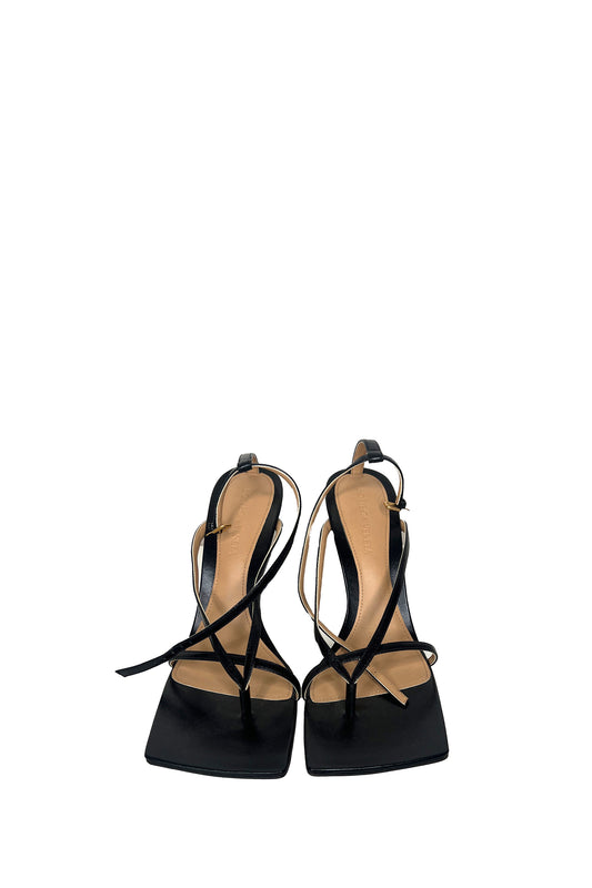 BOTTEGA VENETA - Leather Black Strappy Sandals - Size 38 1/2