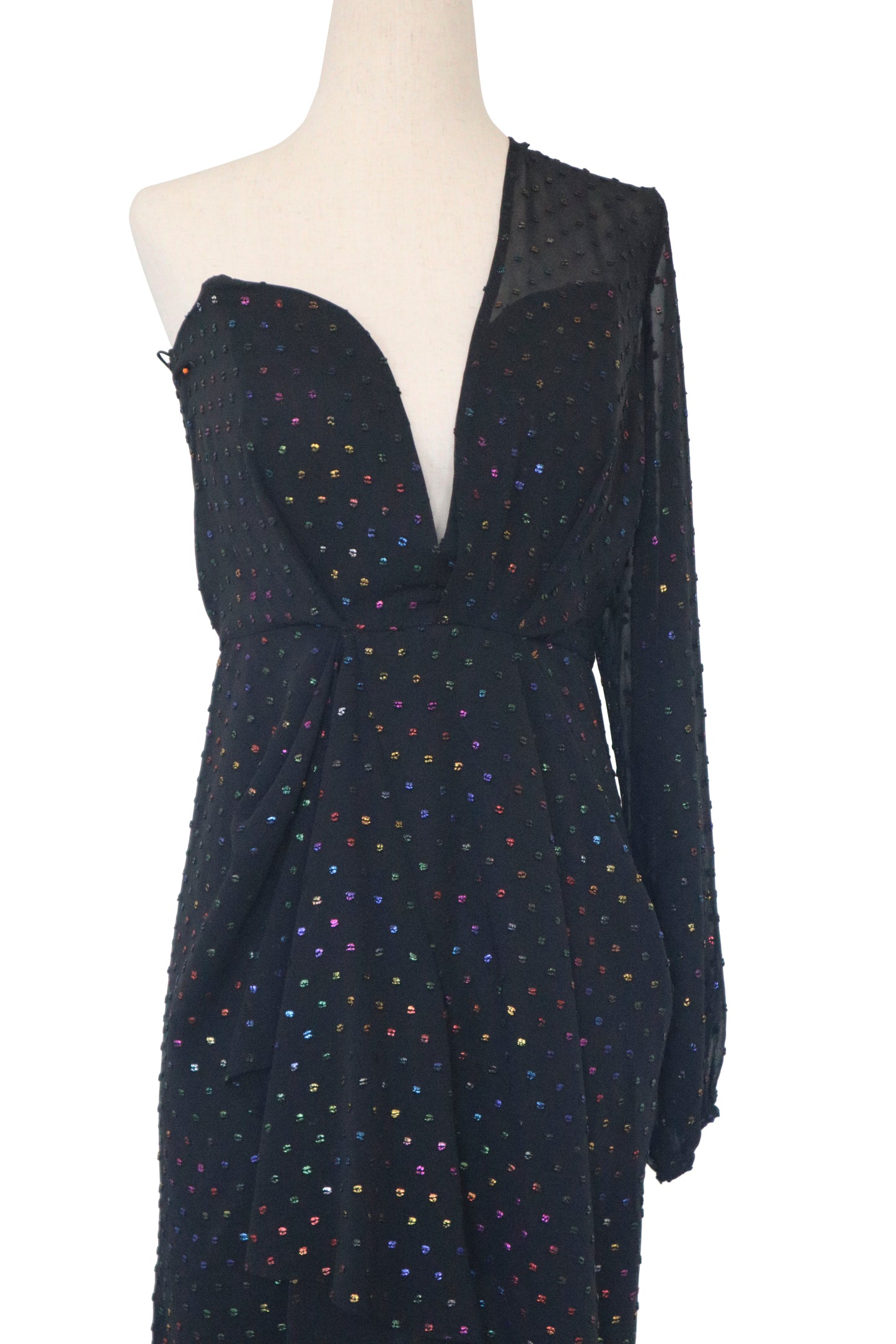 MICHELLE MASON - Black Mini Dress with Rainbow Sparkle W/ TAGS - US 2