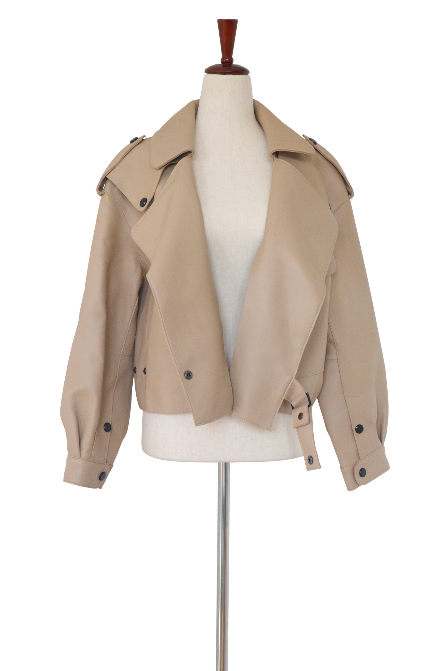 DUCIE - Leather Camel Coat - Size M