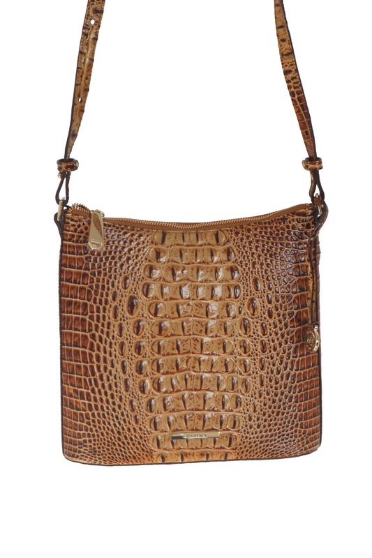 BRAHMIN - Brown Croc Crossbody Handbag