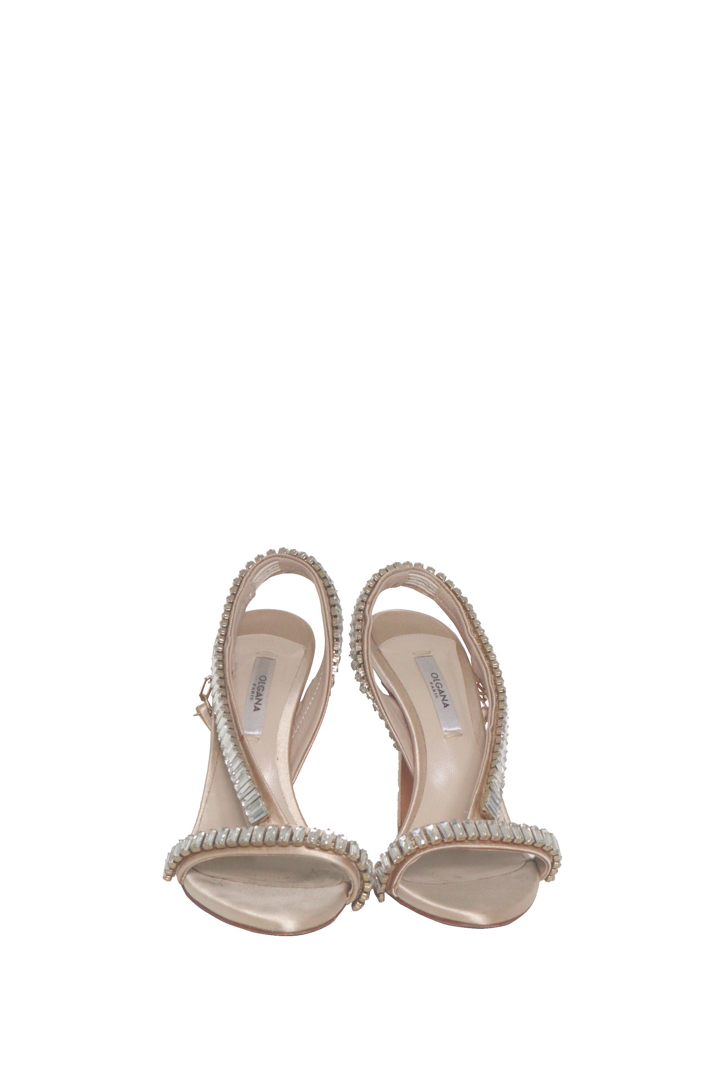 OLGANA PARIS - Nude Crystal Heel Sandals - Size 37.5