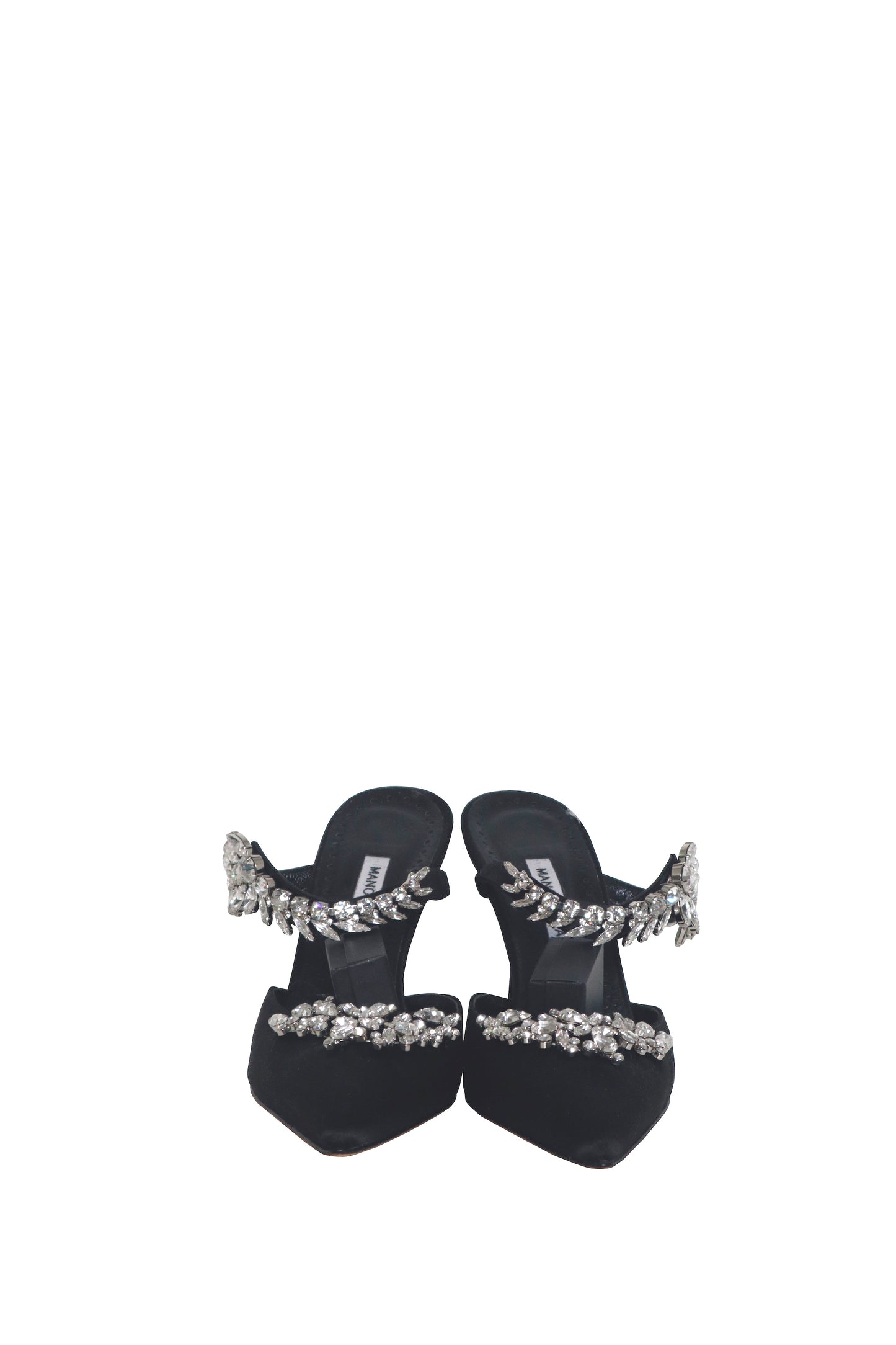 MANOLO BLAHNIK - Black Crystal Embellished Heels - Size 38.5