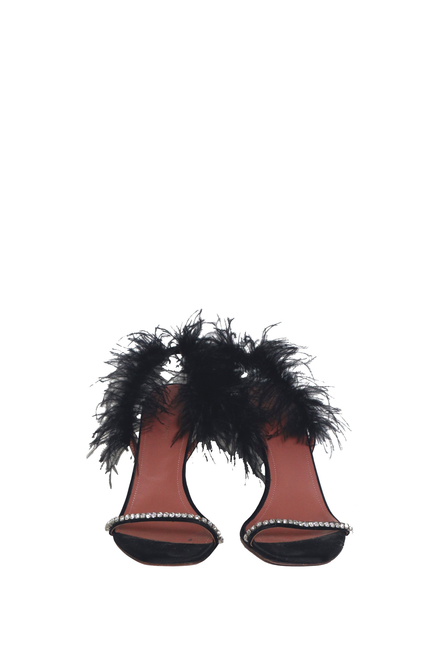 AMINA MUADDI - Black Feather Crystal Heels - Size 37.5