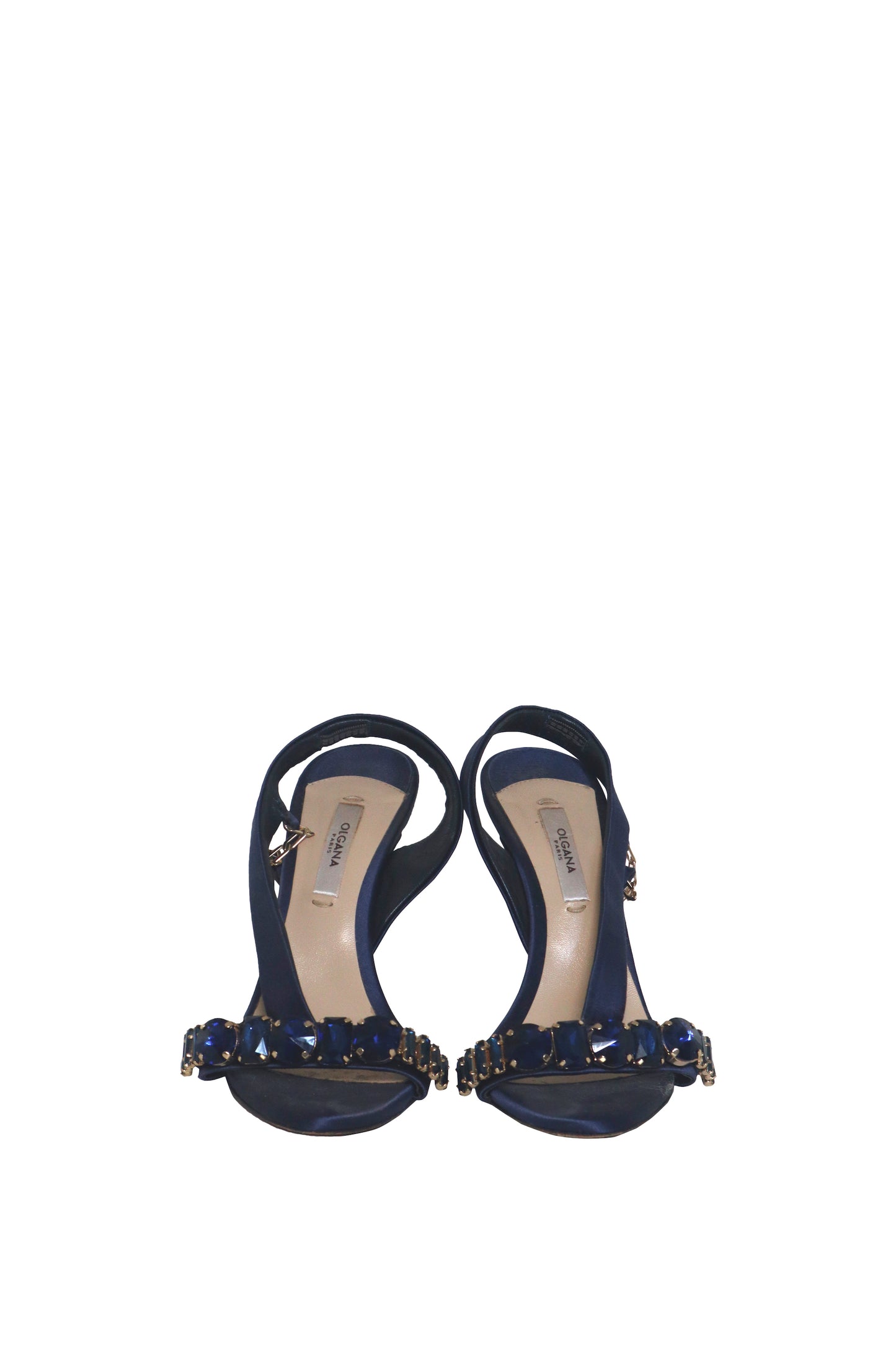 OLGANA PARIS - Navy Blue Crystal Sandals - Size 37.5