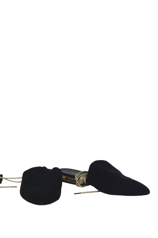 CHANEL - Black Suede Flats - Size 38