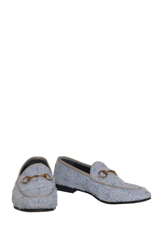 GUCCI - Blue Tweed Loafers - Size 37.5
