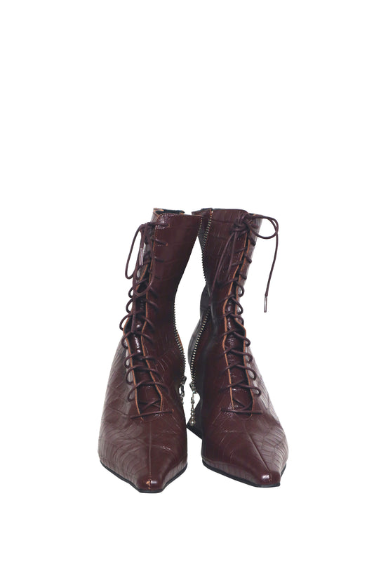 YUUL YIE - Bordeaux Brown Booties - Size 37.5