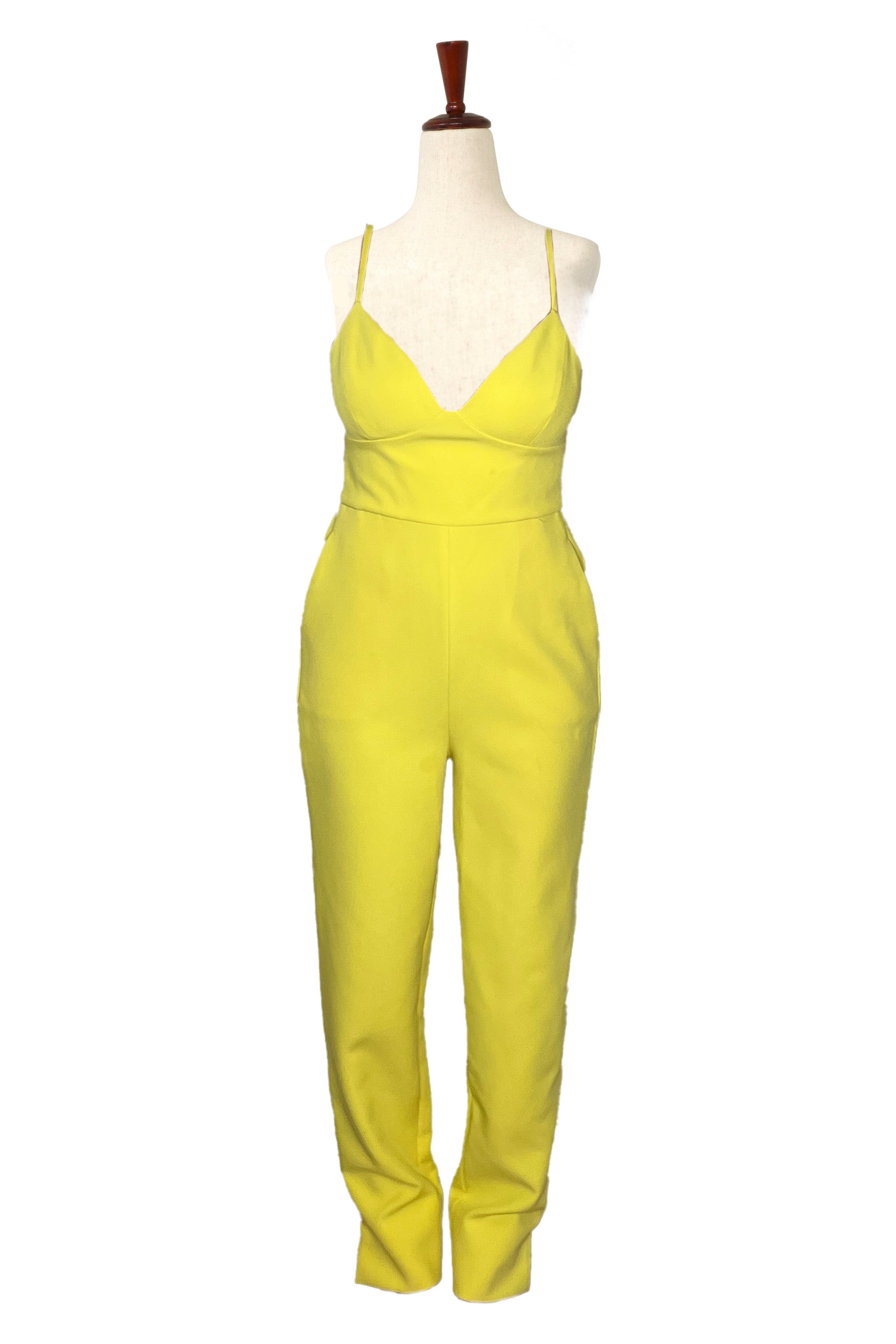 BCBG MAXAZRIA Yellow Jumpsuit W Pockets Size S