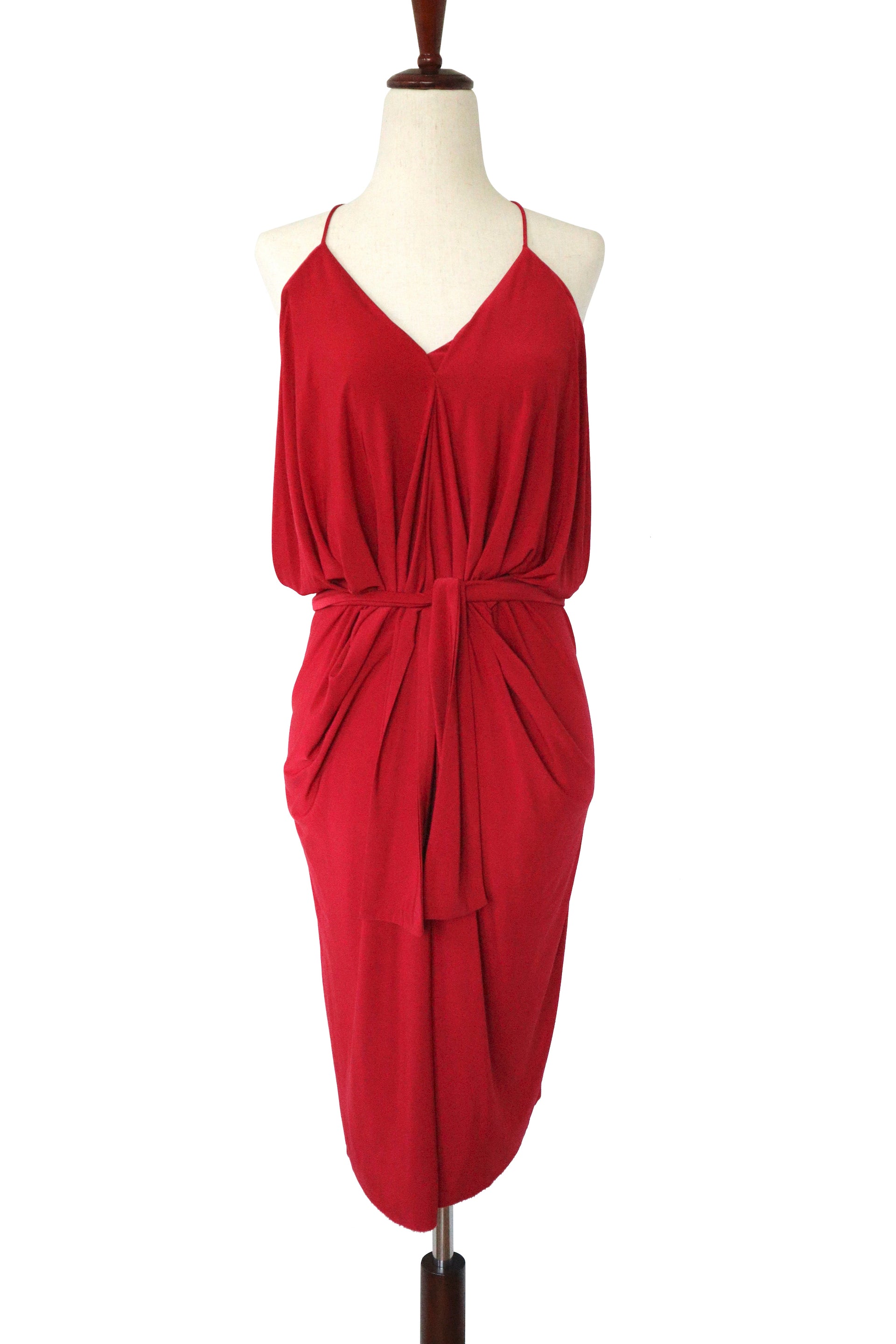 misa red dress Misa Los Angeles $359 Red Ruffle Kamyla Dress NWT Large